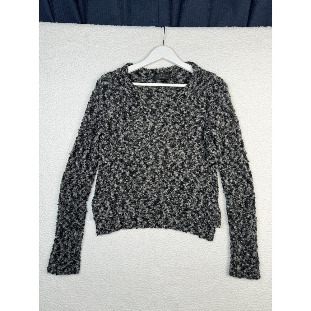 Rag & Bone Boucle Sweater Womens Small Gray Speckled Merino Wool Blend Pullover